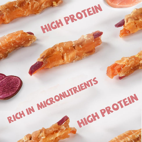 12-15 Counts Pawmate Dog Treats Double Sweet Potato & Chicken Wraps, Healthy Chicken Jerky Dog Chews High Protein Low