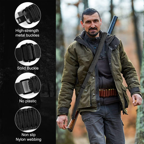 Two-Point Paracord Sling with Swivels, Non-Slip Paracord Sling Quick Adjustable Length Strap for Hunting