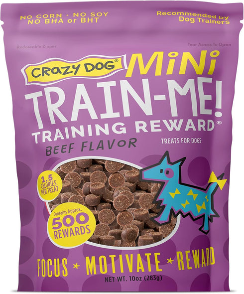 Crazy Dog Mini Train-Me! Training Treats, 10 oz. Bag, Beef Flavor, 500 Treats per Bag