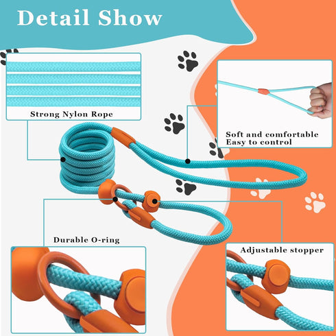 Slip Leads for Dogs, 5 FT Lightweight Rope Leash for Medium Dogs, No Pull Training Leash, Quick Put On and Take Off