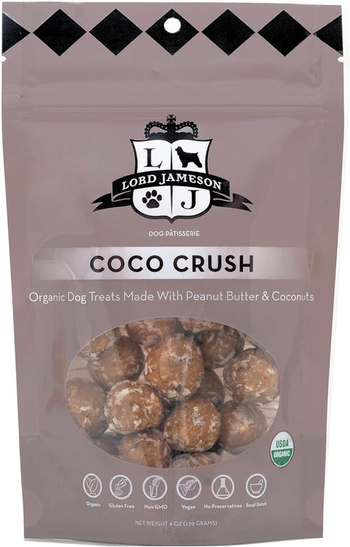 Coco Crush Organic Dog Treats, Organic Dog Treats Made with Peanut Butter and Coconut, 6 oz Bag