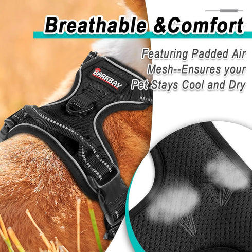 BARKBAY Dog Harness No Pull for Small Dogs - Adjustable, Reflective, Comfortable, Heavy-Duty, Black
