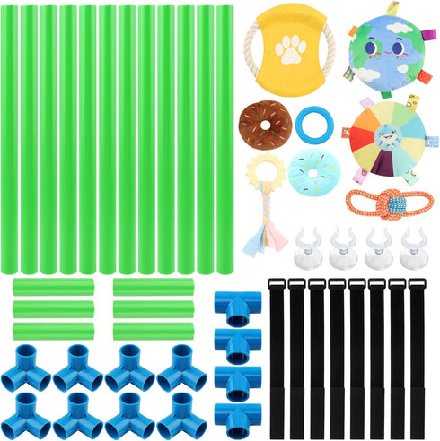 Mellisore 8 4 Puppies(Green,Size:19.7inch) Puppy Play Gym with Hanging Interactive Toys & Suction Cups, Adjustable PVC
