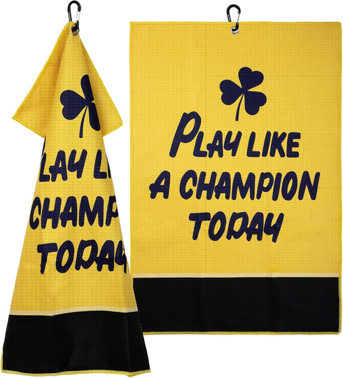 Golf Towel, Microfiber Waffle Design with Clip - Industrial Strength Magnet for Strong Hold to Golf Bags (Play Like A