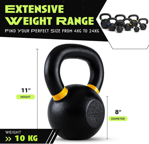 Kettlebells, Single-Cast Iron Strength Training Set, No-Welded Joints, Wide Handle for Maximum Durability