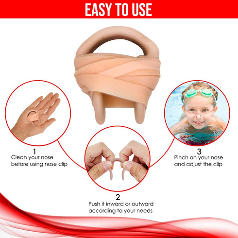 Swimming Nose Clip with String, Comfortable Soft Latex Plugs for Kids and Adults