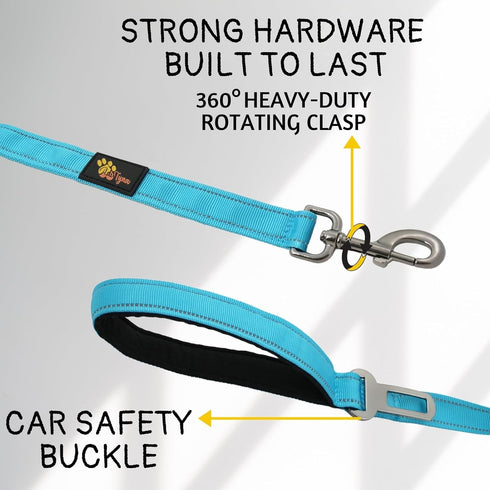 Heavy Duty Bungee Dog Leash 6 ft - 7.5 ft for Large and Medium Dogs, No Pull Reflective Tactical Leash (Blue)