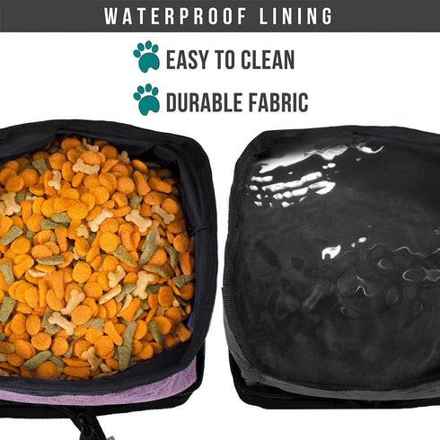 PetAmi Collapsible Dog Bowls 2 Pack - Food and Water Travel Set, Portable No Spill, Foldable Lightweight BPA Free