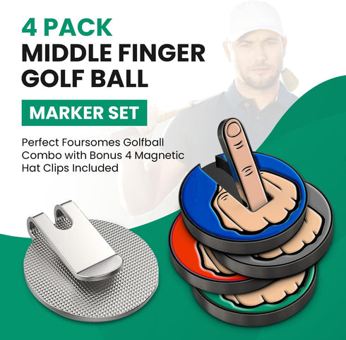 Ultimate Middle Finger Golf Ball Marker - Magnetic Hat Clip, Funny Golf Accessories Gift