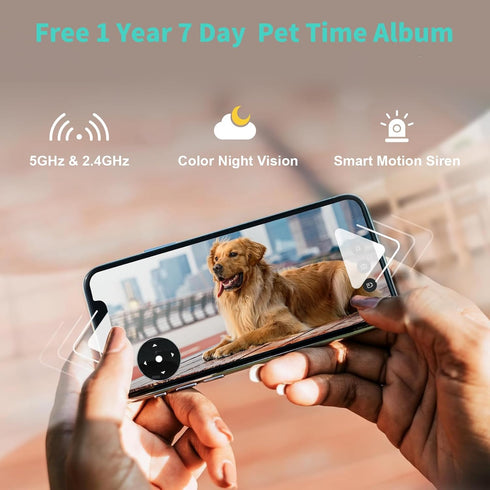 Alaga Camera,3K, 360 Assistant,5G 2.4G Indoor Security Pan/Tilt, Human/Pet/Motion AI, Night Vision, Speaker, Indoor