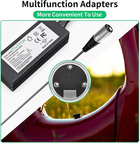 nvmw 24V 2A 3-pin Electric Scooter Battery Charger, Suitable for Go Go Elite Traveler, Pride Mobility, Jazzy Electric