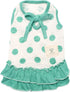TONY HOBY Summer Dog Dress - Soft Party Dress with Polka Dots for Small Medium Dogs, White & Green