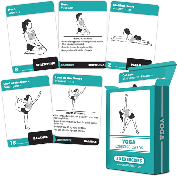 Palace Learning Yoga Pose Exercise Cards with Over 50 Poses for Workout Fitness, 2.5" x 3.5"