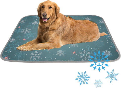 Generic Cooling Blanket for Dogs Cats Ice Silk Washable Crate Mat Holiday Teal