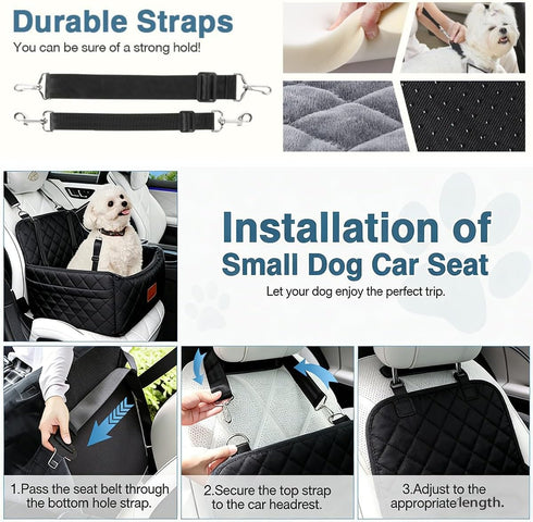 35lbs,Detachable 2 Dog Car Seat for Small Medium Dogs - Memory Foam Seat with Cushion for Pets Under & Machine Washable