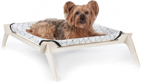 Pet Lounge, Raised Indoor Pet Bed for Cats or Small Dogs, Reversible Fabric Hammock for Comfort