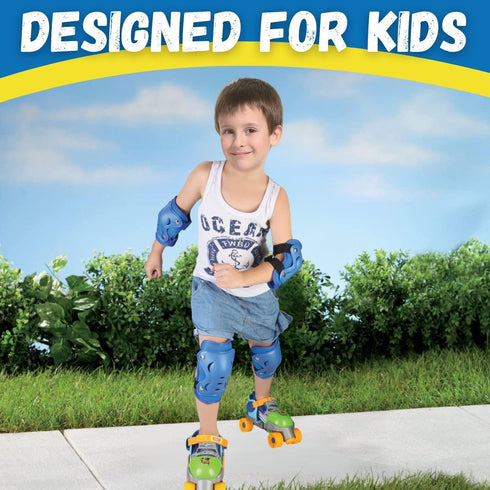 Grow-with-Me Easy Training Adjustable Inline Rollerskates, Quad-Style 4 Wheel Roller Skates for Kids and Toddlers