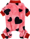 Dog Pajamas for Small Dogs, Super Soft Warm Sweater PJs, Cute Pet Clothing for Chihuahua, Yorkie, Small Love Heart Pink