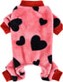 Dog Pajamas for Small Dogs, Super Soft Warm Sweater PJs, Cute Pet Clothing for Chihuahua, Yorkie, Small Love Heart Pink