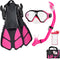 Kids Snorkeling Set, Children Mask Fin Snorkel Gear with Adjustable Flippers & Travel Bags