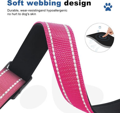Reflective Martingale Dog Collars, Adjustable Soft Padded Breathable Nylon Pet Collar Suitable for Small Medium Large