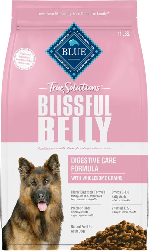 Blue Buffalo True Solutions Blissful Belly Adult Dry Dog Food, Digestive Care Formula, Chicken, 11 lb Bag