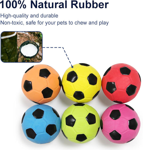2'' Latex Squeaky Dog Soccer Ball Toys, Vibrant Colors, Dog Football Ball for Puppy Small Medium Dogs (6 Pcs/Set)