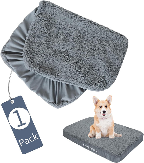 Dog Bed Covers, Soft Plush Replacement Washable Waterproof Dog Bed Liner, 30x20 Inches, Grey