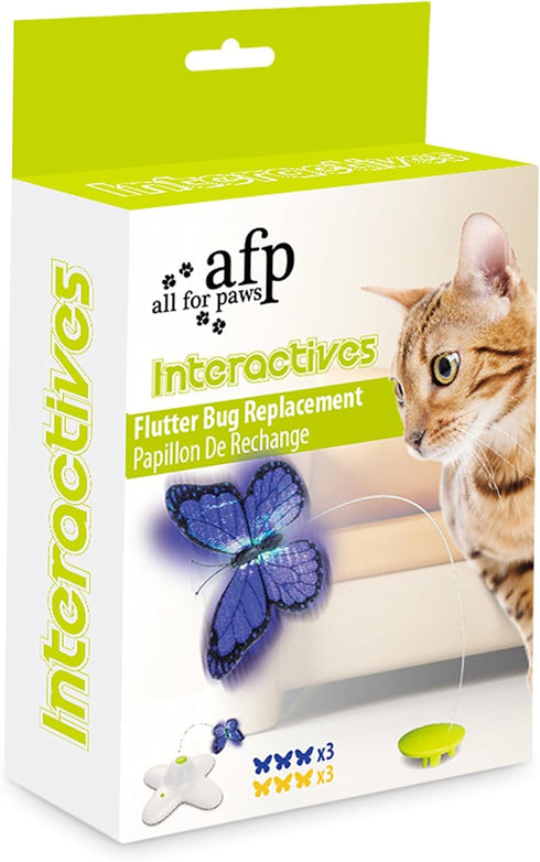 ALL FOR PAWS Interactive Cat Butterfly Flutter Replacements for Spinner Toys, 6 Pack Re-Fill