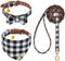 EXPAWLORER Dog Collar and Leash Set - Classic Plaid Dog Bow Tie and Bandana Collar with Bell, Adjustable Leash