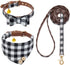 EXPAWLORER Dog Collar and Leash Set - Classic Plaid Dog Bow Tie and Bandana Collar with Bell, Adjustable Leash