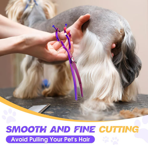 JASON 7.5" Professional Curved Thinning Shears for Dog Grooming, Japanese 440C Stainless Steel Blender Shears, 65