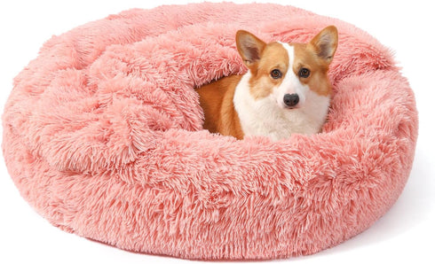 NOYAL Calming Dog Beds with Blanket Cave, Anti-Anxiety Fluffy Bed for Small Medium Dogs, Pet Cushions Furniture