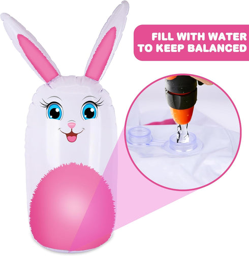 34 6 ArtCreativity Easter Games Bunny Inflatable Ring Toss with Rings, Easter Games for Kids - Weighted Bottom to Keep