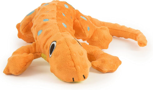 goDog Amphibianz Gecko Squeaky Plush Dog Toy - Large, Chew Guard Technology, Orange
