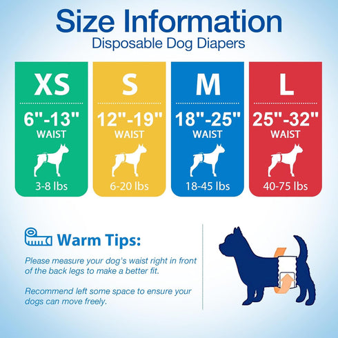 48pcs Pet Soft Disposable Male Dog Wraps - Dog Diapers for Male Dogs, Puppy Diapers Small
