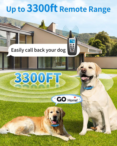 PaiPaitek Dog Bark Collar with Remote 3300ft Range - Automatic Shock Collar for Small Medium Large Dogs
