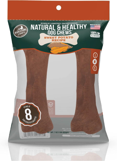 Wholesome Pride Natural & Healthy Sweet Potato Dog Chews, Medium, 2 pack