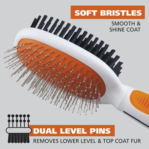 Wahl Premium Pet Double Sided Pin Bristle Brush - Patented Stacked Pin Design for Dogs, Model 858501