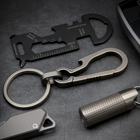 Heavy Duty Titanium Carabiner Clip Hook EDC Keychain - Anti-Lost Quick Release Key Chain for Keys