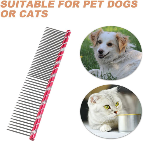 UEETEK Stainless Steel Pet Grooming Comb for Dogs & Cats (Rose Red)