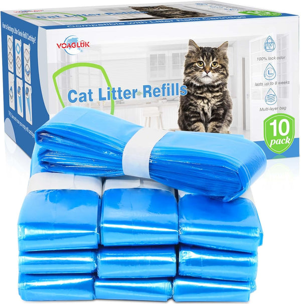 10 Pack Cat Litter Refill Bags 100% Enhanced Odor Control Generic Litter