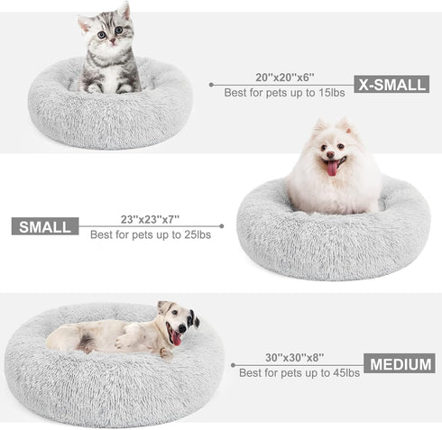 MIXJOY Ultra Soft Orthopedic Dog Bed, Washable Donut Cuddler Cushion Bed for Dogs and Cats (20''/23''/30'', Grey)