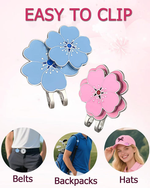 12-Piece Set Magnetic Golf Ball Marker with Flower Clips for Golf Enthusiasts