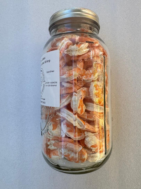 31-40 200 2 Lbs Packaging 25 Large Half Gallon Jar Freeze-Dried -COOKED- Tail-on Deveined Shrimp | With shrimp per