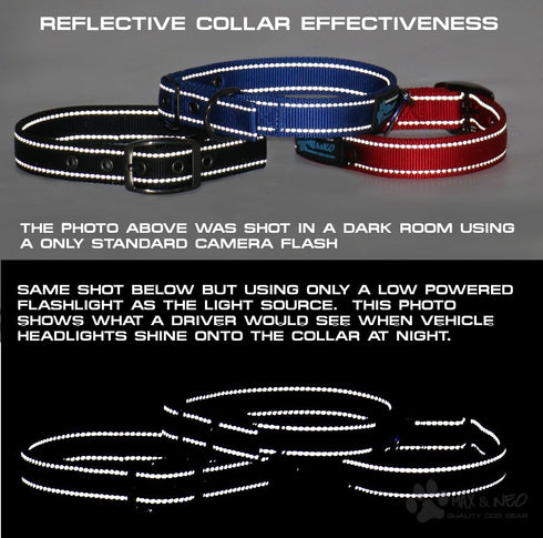 Max and Neo MAX Reflective Metal Buckle Dog Collar, Large, Red, We Donate a Collar