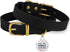 BRONZEDOG Leather Dog Collar with QR ID Tag, Basic Pet Collars for Small Dogs, Black & Gold Buckle