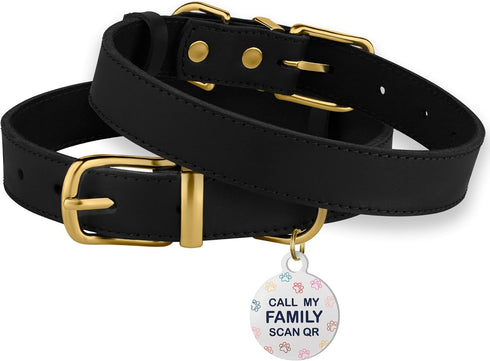 BRONZEDOG Leather Dog Collar with Metal Buckle, Durable Basic Pet Collars for Small Medium Large Dogs
