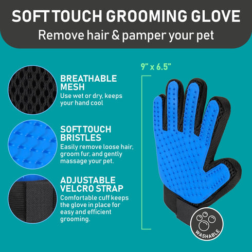 Maxpower Planet Pet Grooming Brush and 2X Grooming Gloves Combo, Double Sided Dematting Brush for Dogs and Cats