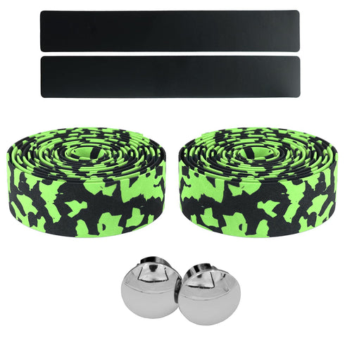 KINGOU Black & Green Camouflage EVA Road Bike Handlebar Tape, 2PCS Per Set